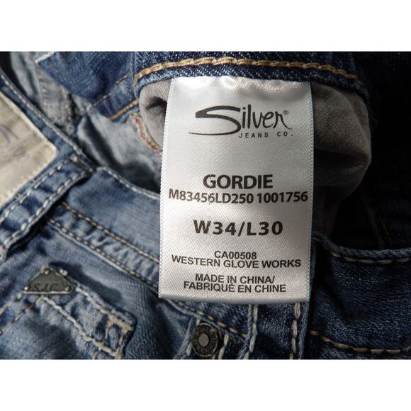 Silver Jeans Mens Gordie 34/30 Thick Stitch Y2K Denim Casual Rockabilly Bootcut - Picture 3 of 16